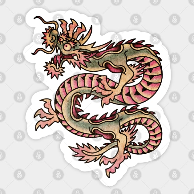 OldSalt American Japanese Traditional Dragon Sticker by OldSalt